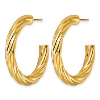 Herco 14K Polished 5mm Twisted Round Tube Post C-Hoop Post Earrings — alternate view