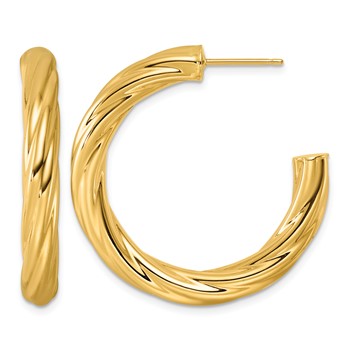 Herco 14K Polished 5mm Twisted Round Tube Post C-Hoop Post Earrings