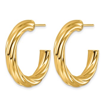 Herco 14K Polished 5mm Twisted Round Tube Post C-Hoop Post Earrings — alternate view