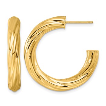 Herco 14K Polished 5mm Twisted Round Tube Post C-Hoop Post Earrings