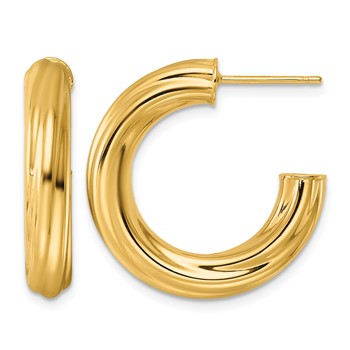 Herco 14K Polished 5mm Twisted Round Tube Post C-Hoop Post Earrings
