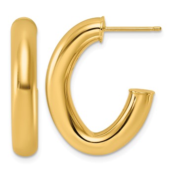 Herco 14K Polished 5mm Round Tube J-Hoop Post Earrings