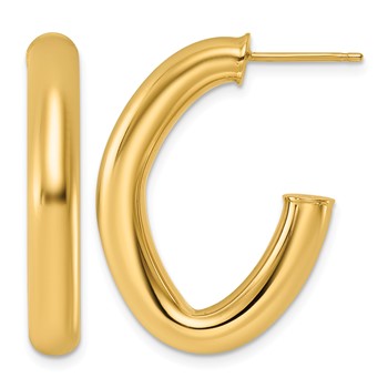 Herco 14K Polished 5mm Round Tube J-Hoop Post Earrings