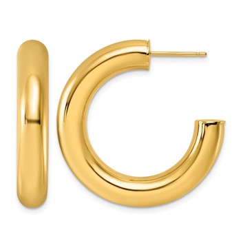 Herco 14K Polished 6mm Round Tube Post C-Hoop Post Earrings