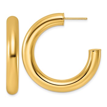 Herco 14K Polished 6mm Round Tube Post C-Hoop Post Earrings