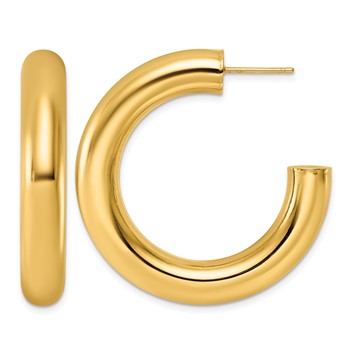 Herco 14K Polished 7mm Round Tube Post C-Hoop Post Earrings