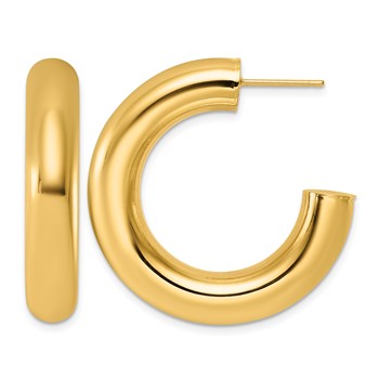 Herco 14K Polished 7mm Round Tube Post C-Hoop Post Earrings