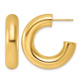 Herco 14K Polished 7mm Round Tube Post C-Hoop Post Earrings