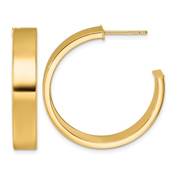 Herco 14K Polished 6x2mm Flat Tube Post C-Hoop Post Earrings