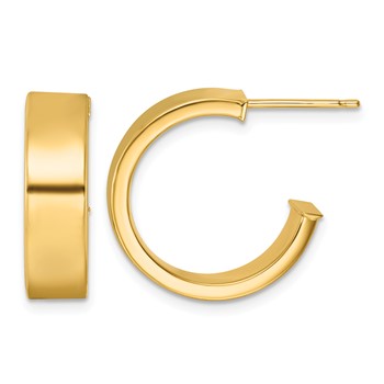 Herco 14K Polished 6x2mm Flat Tube Post C-Hoop Post Earrings