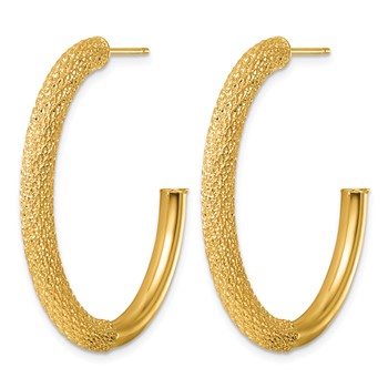 Herco 14K Polished and Textured 4mm Post J-Hoop Post Earrings — alternate view