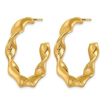 Herco 14K Polished and Textured Twisted Post C-Hoop Post Earrings — alternate view