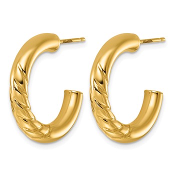 Herco 14K Polished and Twisted 4mm Post C-Hoop Post Earrings — alternate view