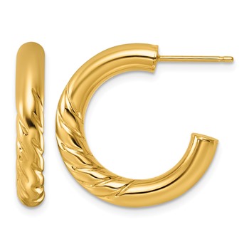 Herco 14K Polished and Twisted 4mm Post C-Hoop Post Earrings