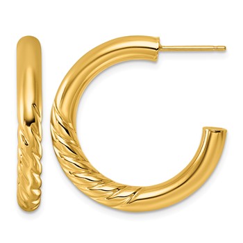 Herco 14K Polished and Twisted 4mm Post C-Hoop Post Earrings