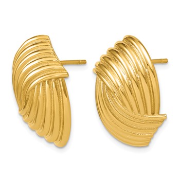 Herco 14K Polished and Grooved Post Earrings — alternate view