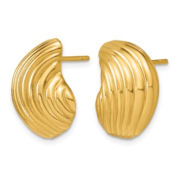 Herco 14K Polished and Grooved Teardrop Post Earrings — alternate view
