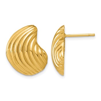Herco 14K Polished and Grooved Teardrop Post Earrings