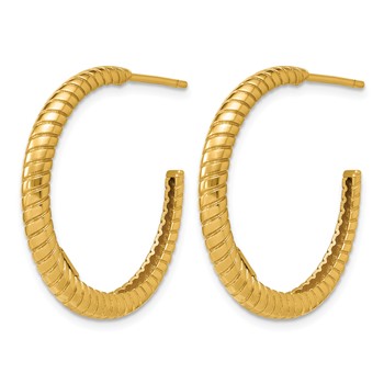 Herco 14K Polished and Grooved C-Hoop Post Earrings — alternate view