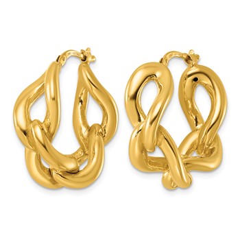 14K Polished Twisted Link Hoop Earrings — alternate view