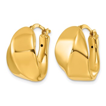 Herco 14K Polished Tapered Fancy Oval Hoop Earrings — alternate view