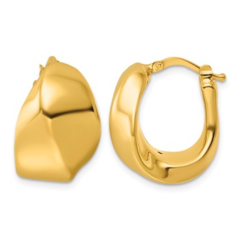 Herco 14K Polished Tapered Fancy Oval Hoop Earrings