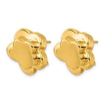 Herco 14K Polished Flower Omega Back Earrings — alternate view