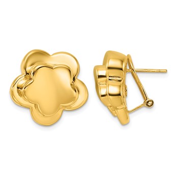 Herco 14K Polished Flower Omega Back Earrings