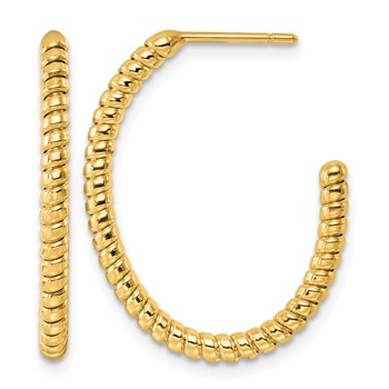 Herco 14K Polished Twisted J-Hoop Post Earrings