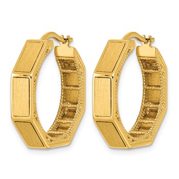 Herco 14K Brushed and Beaded Texture Hoop Earrings — alternate view