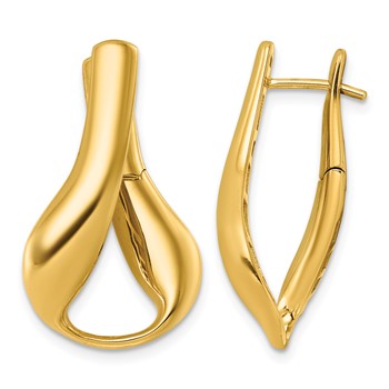 Herco 14K Polished Teardrop Hinged Hoop Earrings