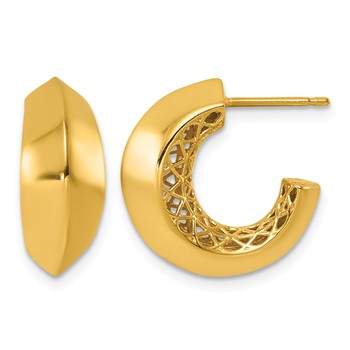 Herco 14K Polished Knife-edge C-Hoop Post Earrings