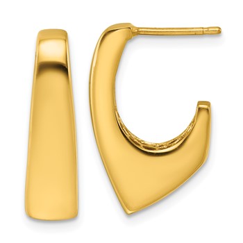 Herco 14K Polished Squared J- Hoop Post Earrings