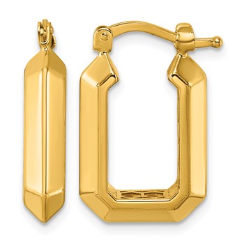 Herco 14K Polished 4.5mm Knife-Edge Rectangular Hoop Earrings