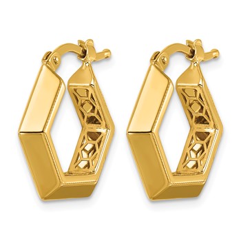 Herco 14K Polished 4.5mm Knife-Edge Hexagon Hoop Earrings — alternate view