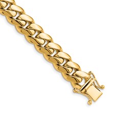 Image of Herco 14K Polished Solid 10.2mm Half Round Miami Cuban Link 8.5 Inch Chain Bracelet