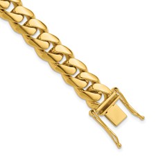 Image of Herco 14K Polished Solid 10.2mm Half Round Miami Cuban Link 8 Inch Chain Bracelet
