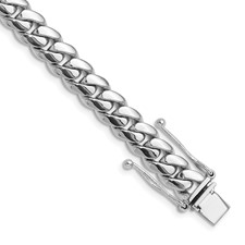 Image of Herco 14K White Gold Polished Solid 8.0mm Half Round Miami Cuban Link 8 Inch Chain Bracelet