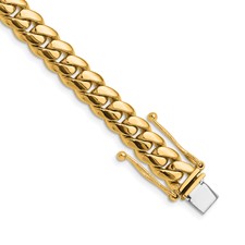 Image of Herco 14K Polished Solid 8.0mm Half Round Miami Cuban Link 8.5 Inch Chain Bracelet