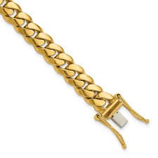 Image of Herco 14K Polished Solid 8.0mm Half Round Miami Cuban Link 8 Inch Chain Bracelet