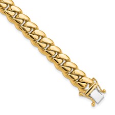Image of Herco 14K Polished Solid 8.75mm Half Round Miami Cuban Link 8.5 Inch Chain Bracelet