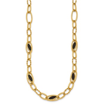 Herco 14K Polished & Twisted Onyx Oval Link Necklace — alternate view