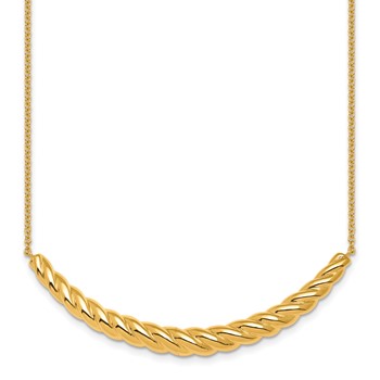 Herco 14K Polished Twisted Curved Bar w/2in Ext. Necklace