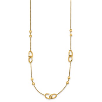 Herco 14K Polished/Brush Circles/Ovals 16 in w/2in ext. Station Necklace — alternate view