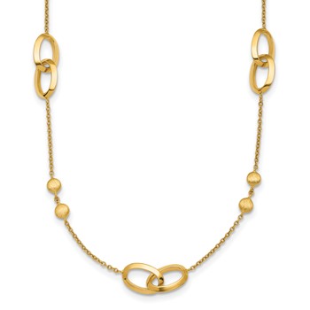 Herco 14K Polished/Brush Circles/Ovals 16 in w/2in ext. Station Necklace