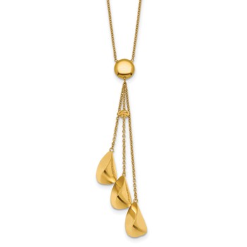 Herco 14K Polished Fancy Triple Teardrop 16in w/2in Ext. Necklace