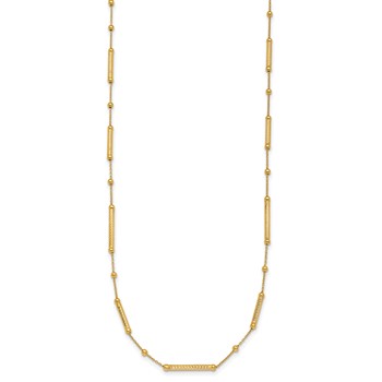 Herco 14K Polished and Diamond-cut Bead/Bar 16 Inch with 2 Inch Extension Necklace — alternate view