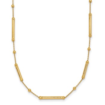 Herco 14K Polished and Diamond-cut Bead/Bar 16 Inch with 2 Inch Extension Necklace