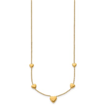 Herco 14K Polished Graduated Hearts w/ 2in Ext. Necklace — alternate view