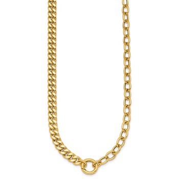 Herco 14K Polished Half Curb and Cable Link w/ Charm Holder Necklace — alternate view